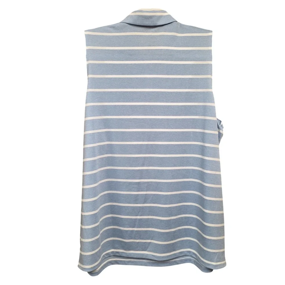 Nike Dry Polo Shirt Women XXL Blue Stripe Sleeveless Golf Performance Athletic